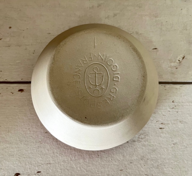 Grès bowl Digoin Sarreguemines zandkleurig met bruine rand