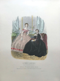 Franse modeprent lithografie La Mode Illustrée 1863