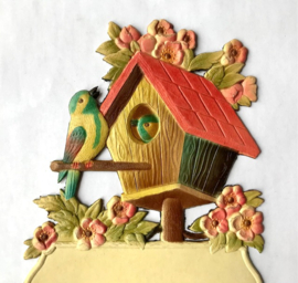 Vintage Dresdner Pappe kalender houder vogelhuisje