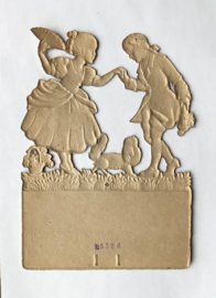 Vintage Dresdner Pappe kalender houder dansend paartje