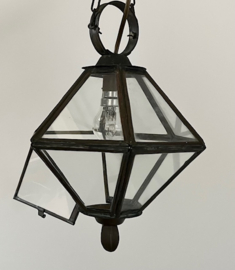 Vintage Franse koperen hal lamp met helder glas