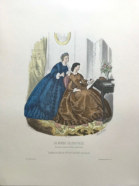 Franse modeprent lithografie La Mode Illustrée 1863