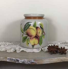 Franse grès pot mosterdpot met fruitdecoratie Limoges / du Berry’s