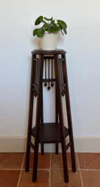 Art deco hoog plantentafeltje met twee plateaus, Frans handwerk