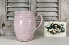 Art deco Frans roze gres kan met tuit en oor