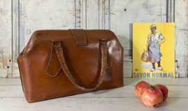 Vintage Franse dokterstas weekendtas bruin leder