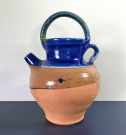 Gargoulette Ravel Aubagne terracotta deels geglazuurd met blauw en geel