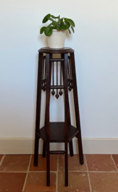 Art deco hoog plantentafeltje met twee plateaus, Frans handwerk