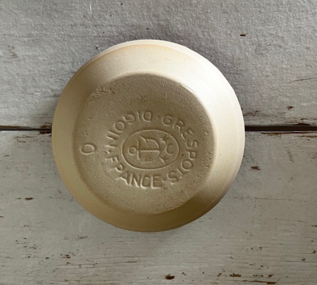Digoin Sarreguemines bowl zandkleurig met bruine rand