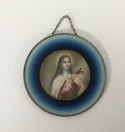 Ronde religieuze hanger met afbeelding Theresia van Liseux