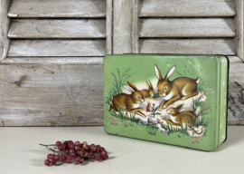 Meurisse vintage trommeltje blikje met konijntjes