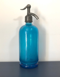 Blauwe sifon fles D. Meffre hevelfles voor spuitwater