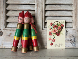 Franse brocante kegeltjes set (5 stuks)