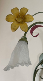 Vintage Franse fleurige wandlamp met bloem