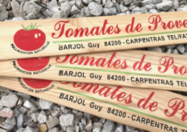 Plankje van tomatenkistje Tomates de Provence reclame latje