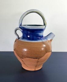 Gargoulette Ravel Aubagne terracotta deels geglazuurd met blauw en geel