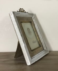 Antiek Frans strik lijstje met originele portretfoto ca 1880