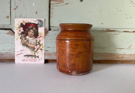 Antieke Franse geglazuurde pot confit pot midden bruin