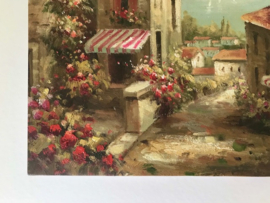 Frans vintage schilderwerk op canvas / doek op spieraam