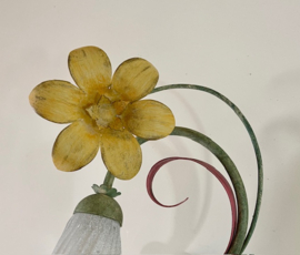 Vintage Franse fleurige wandlamp met bloem