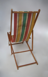 Vintage ligstoel met streep van canvas