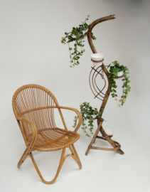 Vintage / jaren 60 rotan rohe plantenstandaard