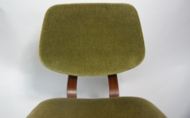 Vintage houten eetkamerstoelen groen velours