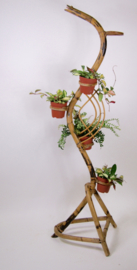Vintage Rohe rotan plantenstandaard, jaren 60 bamboe slang