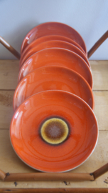 6 oranje gebaksborden