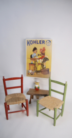 Houten kinderstoel met biezen /groen