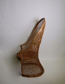 Vintage rieten kuipstoel stoel, hoog model