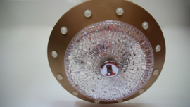 Ufo hanglamp ; zwaar glas, metaal met glaasjes