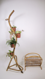 Vintage Rohe rotan plantenstandaard, jaren 60 bamboe slang