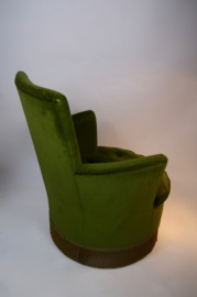 Vintage groen fluwelen fauteuil