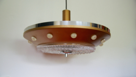 Ufo hanglamp ; zwaar glas, metaal met glaasjes