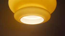 Glazen hanglamp mosterd/oker/geel