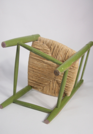 Houten kinderstoel met biezen /groen