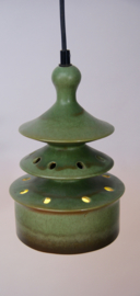 Vintage groene hanglamp van keramiek