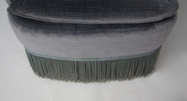 Vintage fauteuil velvet blauw/grijs