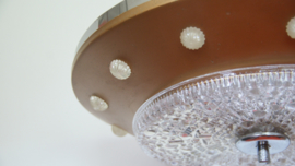 Ufo hanglamp ; zwaar glas, metaal met glaasjes