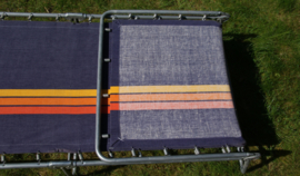 Vintage strecher blauw met print uit de seventies