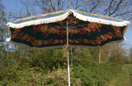 Vintage parasol blauw met bloemprint