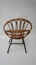 Vintage rotan kinder spijlstoeltje