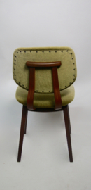 Vintage houten eetkamerstoelen groen velours