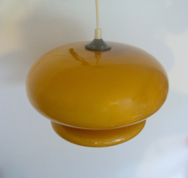 Glazen hanglamp mosterd/oker/geel