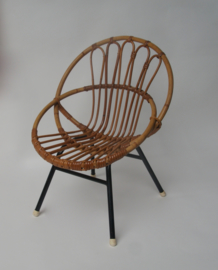 Vintage rotan kinder spijlstoeltje