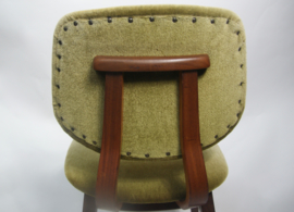 Vintage houten eetkamerstoelen groen velours