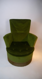 Vintage groen fluwelen fauteuil