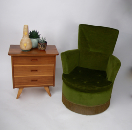 Vintage groen fluwelen fauteuil