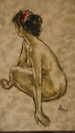 Vintage naaktschilderij B Simon